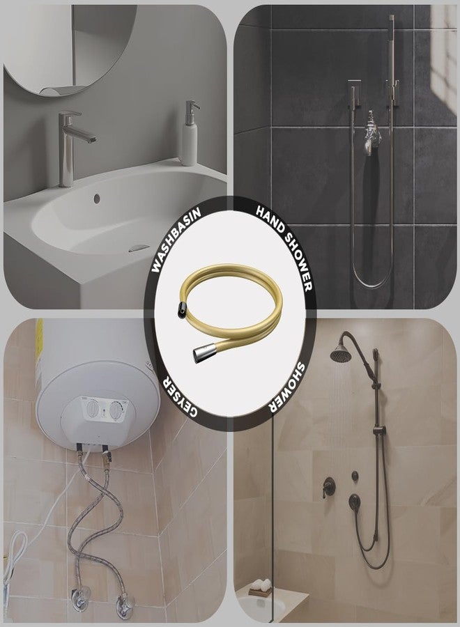 R. N. RN PVC Shower Hose Flexible Connecting Pipe 1.5 mtr | Bathroom Health Faucet Hand Shower Tube - Gold Color_6270G - Image 4